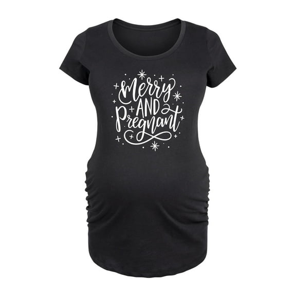 Bloom Maternity - Merry And Pregnant - Maternity Scoop Neck Graphic T-Shirt