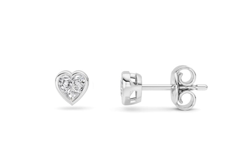 Anamira 4 CT TW Certified Lab Grown Heart Bezel Diamond Stud Earrings in 14K White Gold