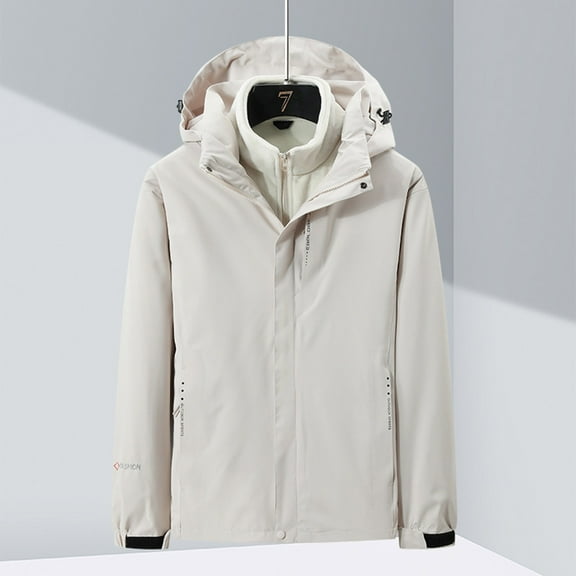 Jacenvly Rain Jacket Women Waterproof Windproof Removable Hood Zip Pocket Womens Winter Coats Lightweight Warm Fashionable Casual Coats Hiking Mountain Ski Outdoor Sports Jacket