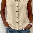 thumbnail image 6 of Axiiglly Shirts for Women, Lapel Button Up Sleeveless Casual Shirts Summer Solid Color Lightweight Tops S-3XL, 6 of 8