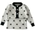 thumbnail image 2 of GBSYEWXS Children Girls Outfits Sets 2Pc Crew Neck Long Sleeve Flower Print Sweater Skirt Fashion Outfit Set White Size 3-4 T, 2 of 9