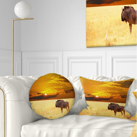 Designart 12" x 20" Yellow Polyester Throw Pillow