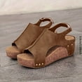 thumbnail image 5 of Dakaela Womens Cork Wedge Sandals Platform Slingback Walking Slides Ankle Strap Casual Slip on Shoes, 5 of 8