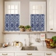 thumbnail image 3 of Abstract Floral Curtain Valances Set Retro Dark Blue Geometric Texture Art Vintage Kitchen Curtains 24&nbsp;inch Length Rod Pocket Valance and Tiers 3 Piece Set Small Bedroom Bathroom Laundry Decor, 3 of 9