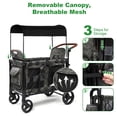thumbnail image 4 of Vomeast Wagon Stroller for 2 Kids, 3-in-1 Stroller Wagon with Canopy, 5-Point Harness, Adjustable Handlebars, Removable Seat for Toddlers, Camo Green, 4 of 11
