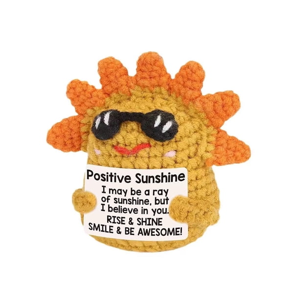 Handmade Positive Sunshine Graduation Decorations for Teen, Mothers Day Birthday Gifts for Women Friends, Get Well Soon Feel Better Gift, Inspirational Crochet Emotional Coworker Support Decor