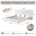 thumbnail image 2 of King Size Bed Frame Upholstered Platform Bed with Two Large Storage Drawers, Linen Fabric, Wooden Slat Support, Mattress Foundation, No Box Spring Needed, Noise-Free, Easy Assembly, White, 2 of 9