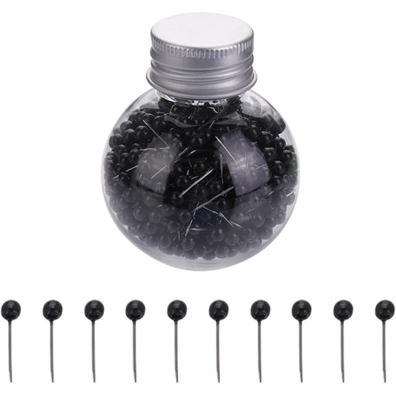 600Pcs Sewing Pins Straight Pin, 0.63in Quilting Pins, Small Straight Sewing Pins with 4mm Ball Head for Decorating, Dressmaking and Sewing Project(Black)