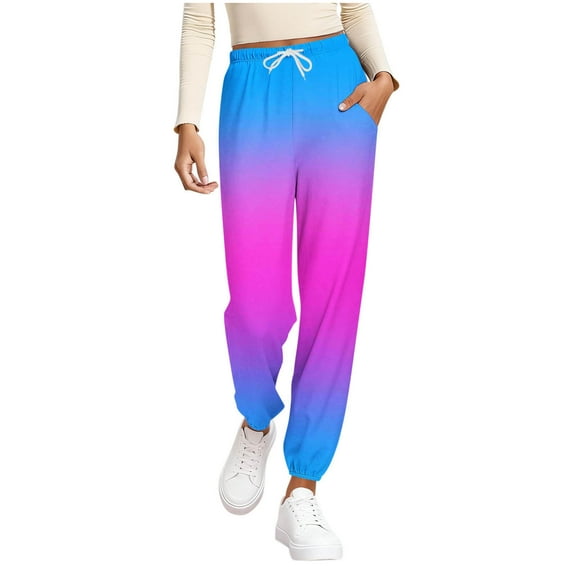 qelini Pajama Pants for Women Plus Size Elastic Waist Pants Gradient Drawstring Loungewear Pants Winter PJs Bottoms