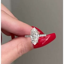 Jewelerix Hidden Halo Marquise Cut Ring 14K White Gold Moissanite Diamond Ring 2.50 CT Valentine's Surprise Gift