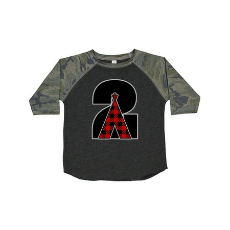 

Inktastic 2nd Birthday Buffalo Plaid Teepee Gift Toddler Boy or Toddler Girl T-Shirt