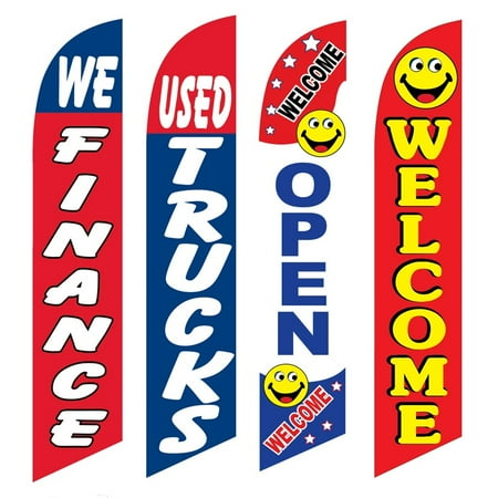 4 Advertising Swooper Flags We Financed Used Trucks Open Welcome