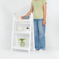 thumbnail image 4 of PJ Wood 3 Tier Foldable Bookshelf Wooden Storage Rack Display Stand for Home Office, White, 4 of 11