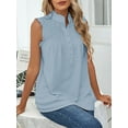 Gustave Women Summer Mock Neck Tank Tops Casual Ruffle Sleeveless
