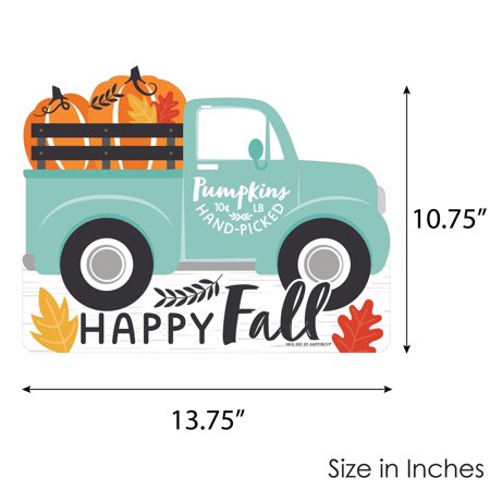 Big Dot of Happiness Happy Fall Truck - Hanging Porch Harvest Pumpkin Party Outdoor Decorations - Front Door Decor - 1 Piece Sign