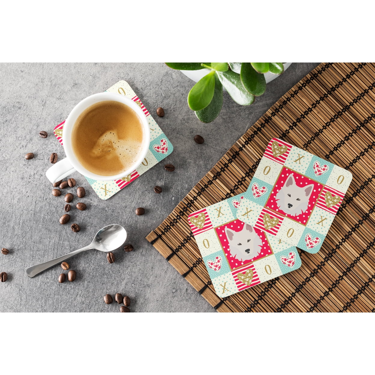 Danish Spitz Love Foam Coaster Set of 4