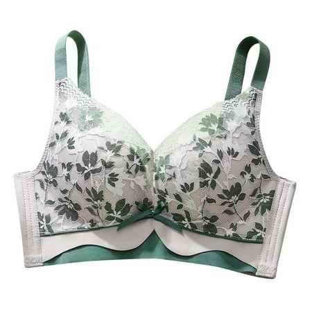 Women s Full Coverage Floral Lace Bra  Comfortable Wireless Padded Lifting Comfort Everyday Bra for A-C Cup
