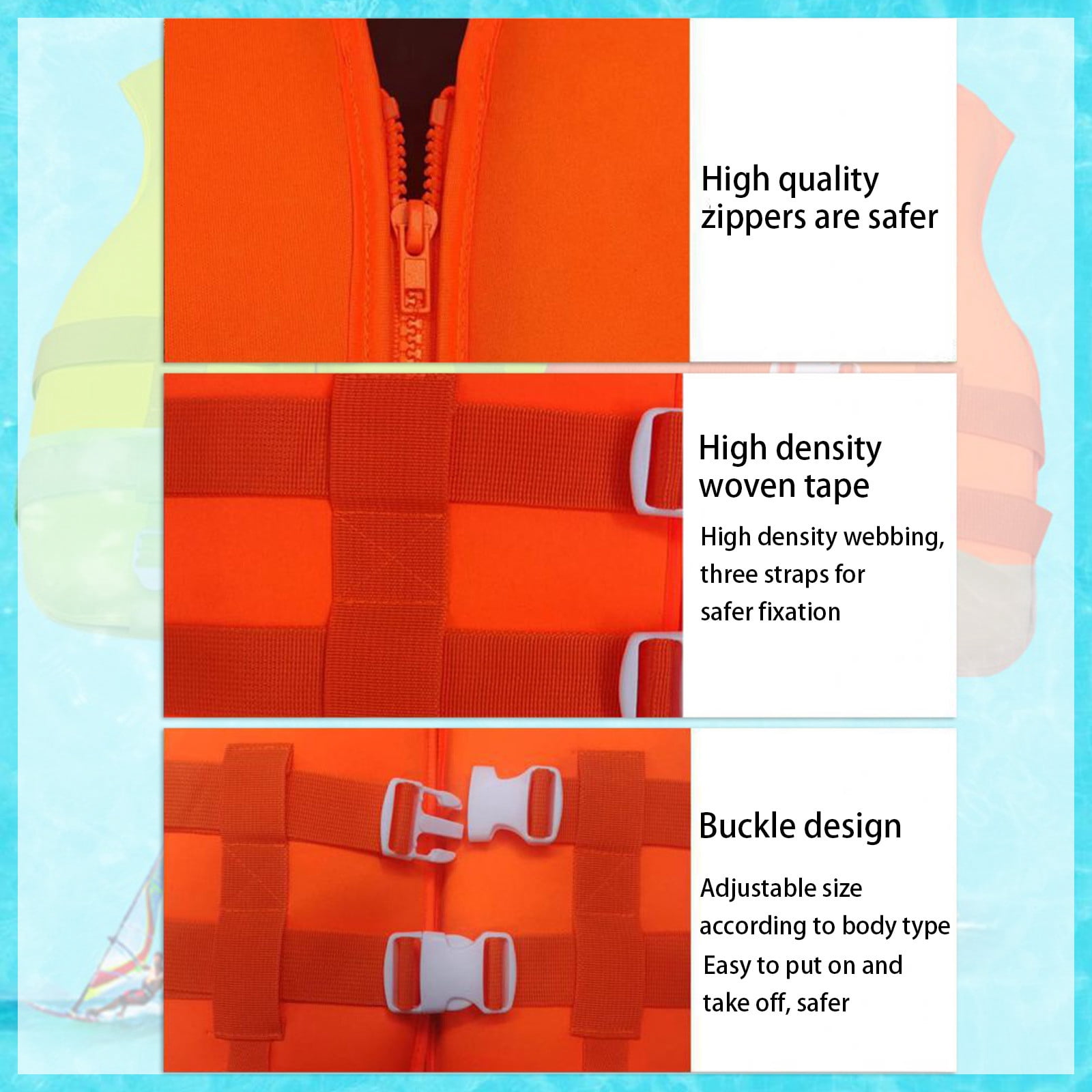 Universal Buoyancy Aid Swim Vest with Adjustable Safety Straps and Buckles for Adults, Neoprene Floating Vest for Boating, Kayaking, and Drifting