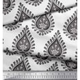 thumbnail image 2 of Soimoi Gray Cotton Poplin Fabric Floral Block Print Sewing Fabric Yard 56 Inch Wide, 2 of 3