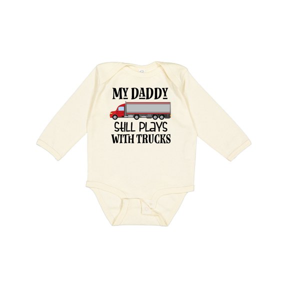 Inktastic Daddy Still Plays with Trucks Boys Long Sleeve Baby Bodysuit