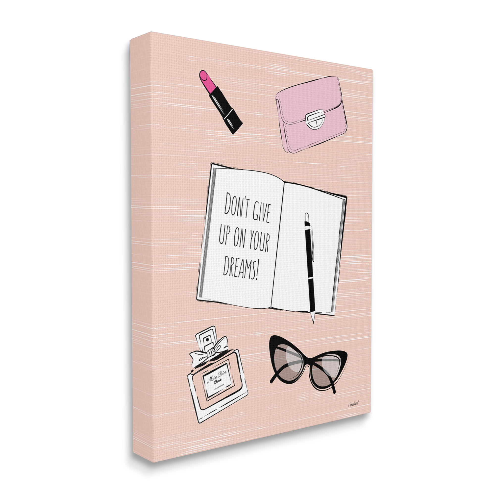 Stupell Industries Don't Give Up Dreams Assorted Fashion Apparel Cosmetics,16 x 20, Design by Martina Pavlova