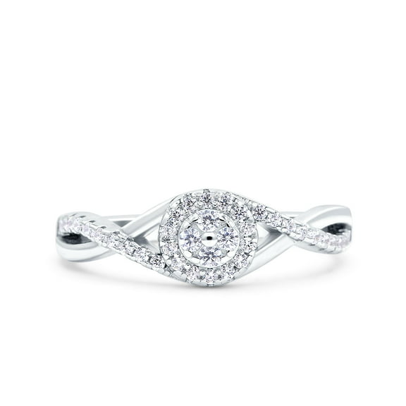 Simulated Cubic Zirconia Size-5 Infinity Twisted Shank Half Eternity Ring Wedding Engagement Band 925 Sterling Silver