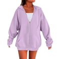thumbnail image 2 of Resicozy Full Zip Hoodies for Women Oversized Long Sleeve Hooded Sweatshirts Trendy 2026 Casual Fashion Hoodie with Pocket Light Purple 2XL, 2 of 6