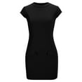 thumbnail image 6 of 50% Off Clear! Summer Dresses for Women 2025 Womens Summer Solid Dress Mock Neck Short Sleeve Bodycon Party Club Mini Dresses, 6 of 8