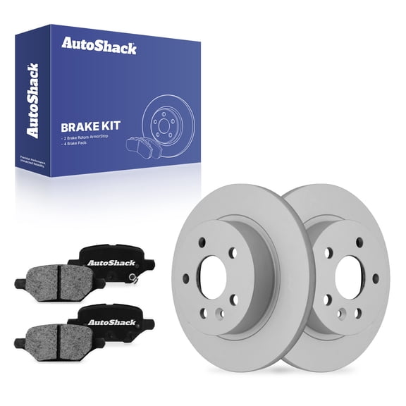 AutoShack Rear Solid Coated Brake Rotors   Ceramic Pads 6-PC Brake Kit Replacement for 2018-2022 Chevrolet Trax 2018-2022 Buick Encore ArmorStop 10.55" (268 mm)