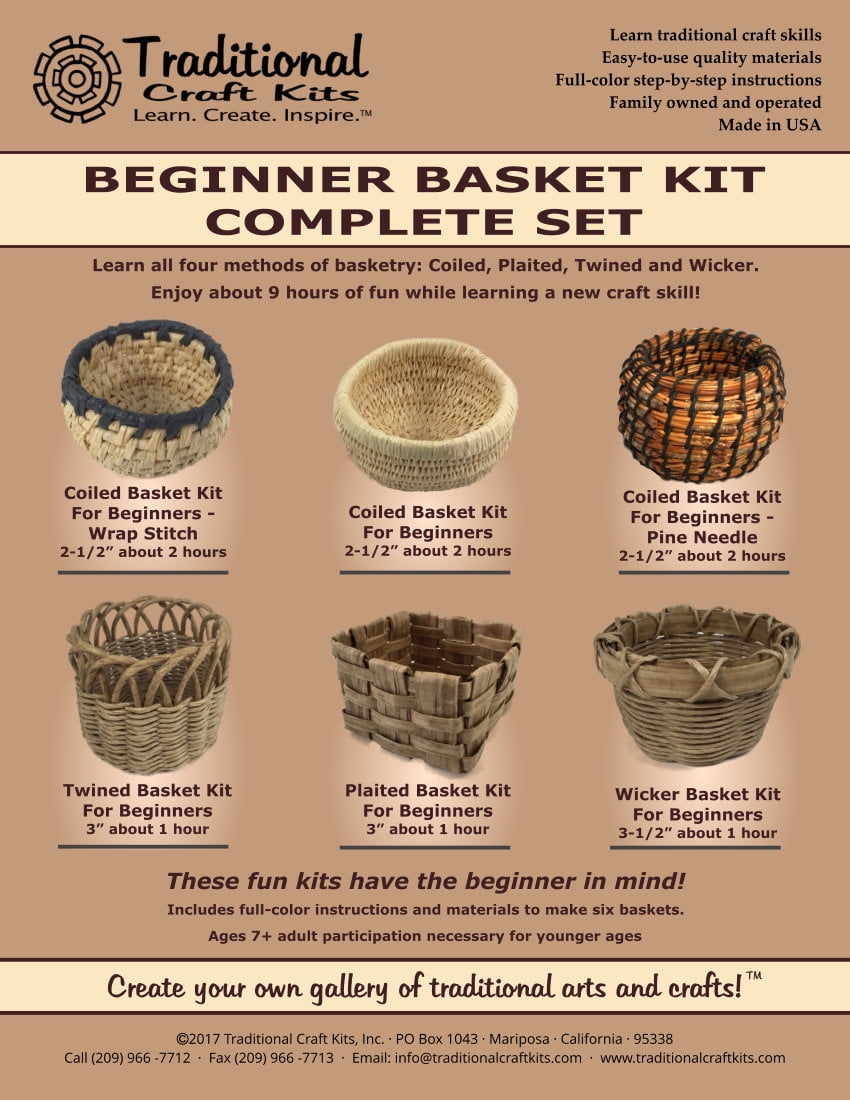 Traditional Coiled Basket Weaving Kit - makes one 4in.-6in. Basket, Ex —  Crafted Gift Inc.