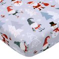 thumbnail image 3 of Cloele Sábana bajera ajustable con diseño de muñeco de nieve para niños y niñas, 1 paquete de sábanas acogedoras para cuna estándar y colchones para niños pequeños, colchón de cuna gris, sábana para b, 3 of 4