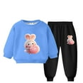 thumbnail image 3 of Jinhomg Toddler Sweatsuit for Girl Boy Lightweight Comfort Long Sleeve Crewneck Pullover Sweatshirt with Straight Leg Sweatpants 2 Piece Cute Tracksuit Light Blue 6 Years, 3 of 4