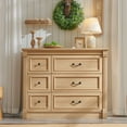 thumbnail image 6 of wow97e Farmhouse 6 Drawers Dresser for Bedroom, 48" Wide Wooden Chest of Drawers w/Roman Column, Storage Dressers for Hallway, Living Room, 6 of 7