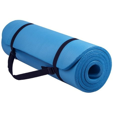 Everyday Essentials 1/2-Inch Extra Thick High Density Anti-Tear Exercise Yoga Mat with Carrying Strap, Blue (AP6BL)