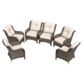 thumbnail image 5 of Meetleisure 6 Piece Wicker Patio Furniture Set, Rattan Chairs with High Back, Deep Seating, Wide Armrest, Thick Cushions for Deck Porch, Beige, 5 of 9