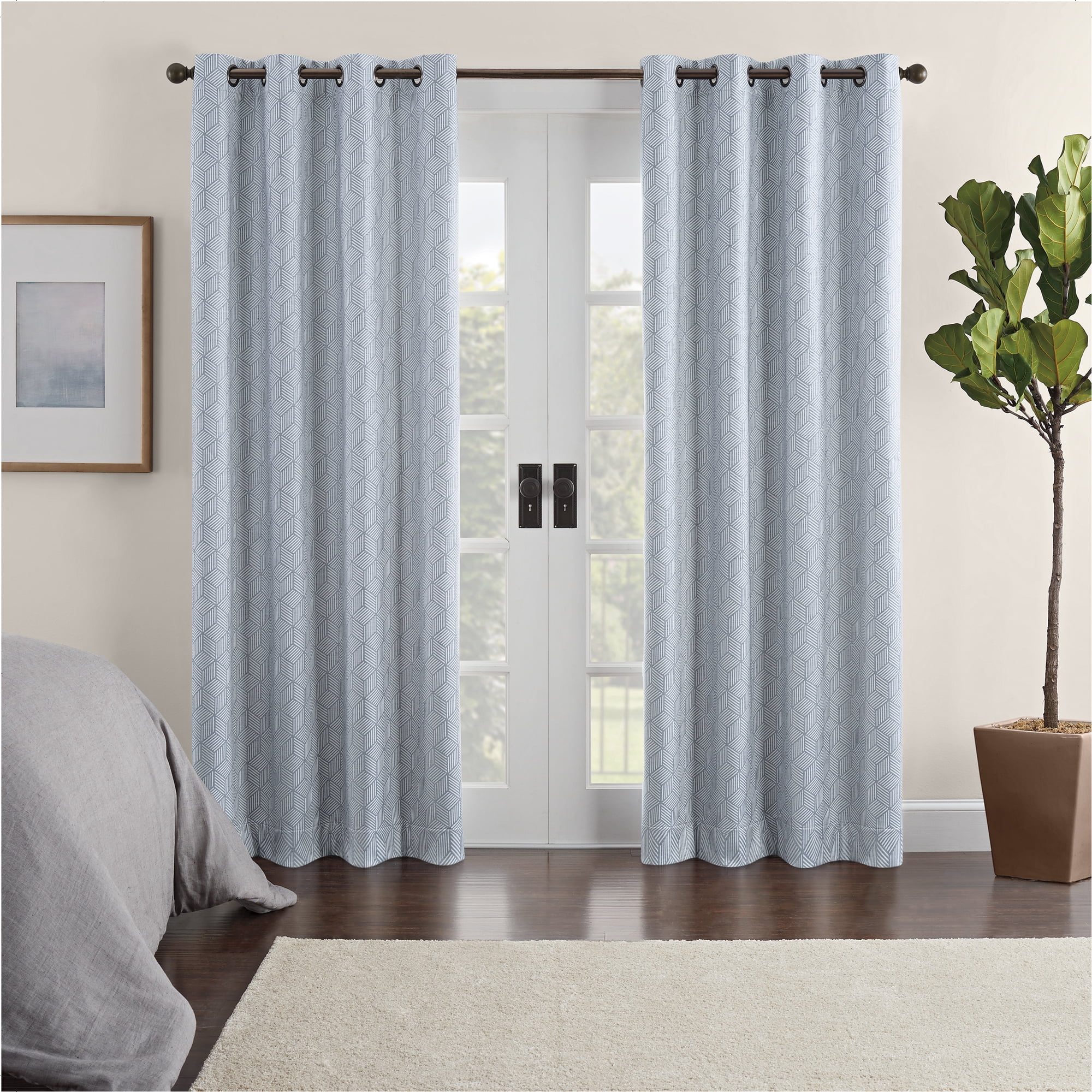Eclipse Allure Geo Draft Stopper, 100 Blackout Grommet Top Curtain