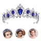 thumbnail image 2 of Tiara de cristal real, corona de boda, tocado, accesorio para el cabello de novia (base plateada, azul), 2 of 7