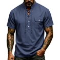 thumbnail image 4 of Men Short Sleeve Pirate Shirt Lace up Medieval Top with Pocket Pirate Costume Halloween Cosplay Mens Halloween Costume, Size XL, 4 of 9