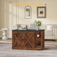 thumbnail image 3 of Hzuaneri 39.4" Cat Litter Box Enclosure, Hidden Cabinet Furniture with Bell, Farmhouse Style, Rustic Brown and Black, 3 of 8