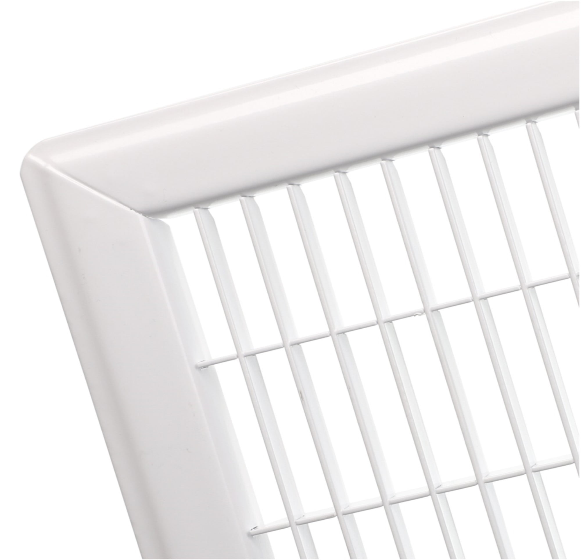 4in x 14in Imperial White Heavy Gauge Steel Floor Grille - Overall 5 13/16" x 15 13/16"