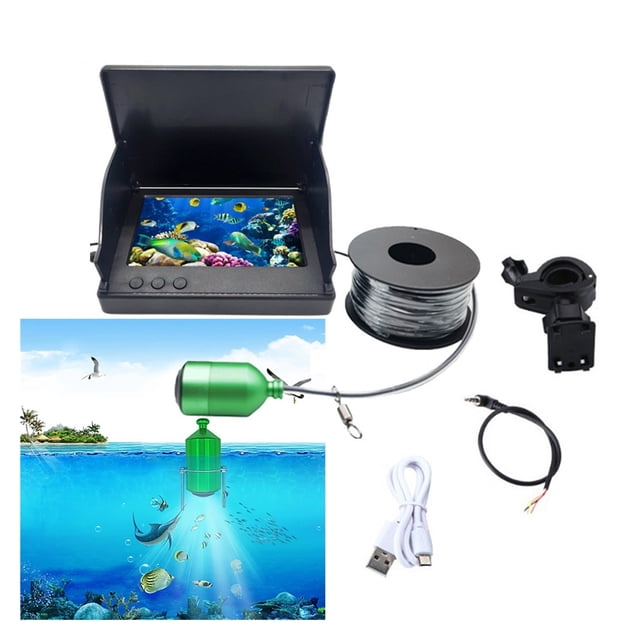 Video Fish Finder Kit Fishing Camera Dark Night Vision 4.3/5 Inch LCD Monitor Display 80-100m Depth Underwater Camera Set Device ,High Definition