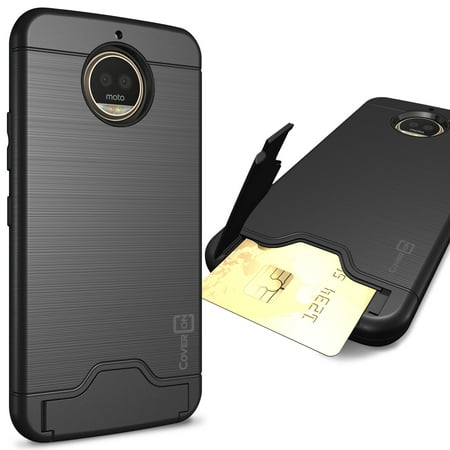 CoverON Motorola Moto G5S Plus Case, SecureCard Series Slim Protective Hard Phone Cover with Card Holder Slot