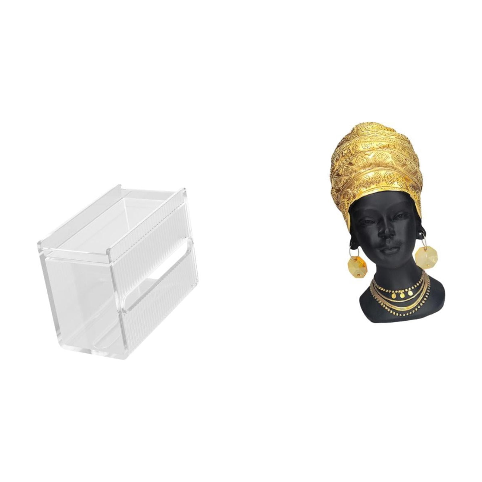 Fiocias Acrylic Toilet Paper Storage Box Modern Paper Towel Dispenser Wall Mounted Toilet Tissue Paper Holder African Woman Statue Tabletop Ornament Gift Home