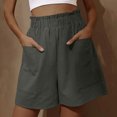 thumbnail image 2 of biudgviw Bermuda Shorts for Women Wide Leg Cotton Linen Shorts High Rise Lightweight Summer Beach Vacation Shorts with Pockets, 2 of 7