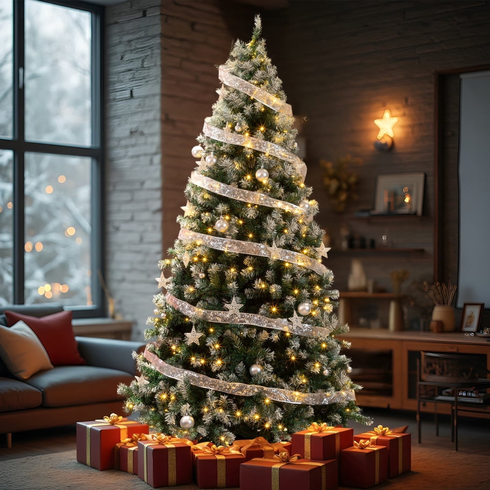 Naomi Home Giselle 7.5ft Tall Silver Prelit Christmas Tree with