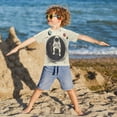 thumbnail image 3 of FORMRS Boys Rash Guard with Short Sleeves UPF 50+ Swim Shirts Sizes 3-12T, Beige Astronaut Space, 3 of 6