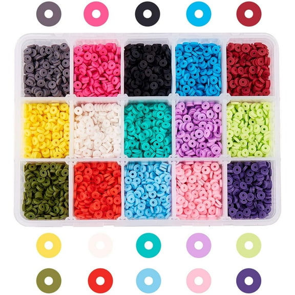 5700 Pieces 15 Colors Handmade Polymer Clay Beads 4mm Flat Round Spacer Beads