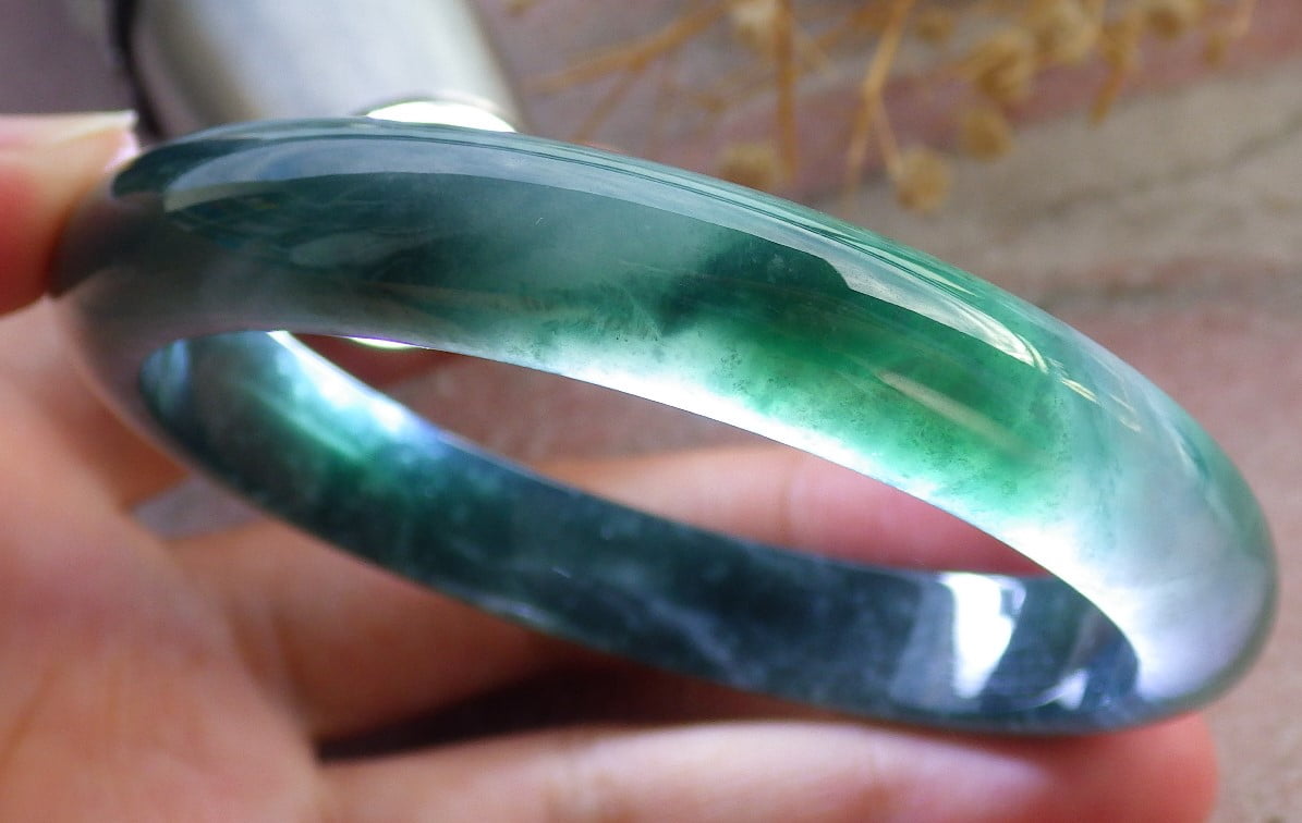 Icy Green Natural A JADE Jadeite Bangle Bracelet 60 mm 684200 TN