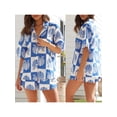 thumbnail image 3 of Yunliwuli Women Summer Shorts Outfits Sun/Shell Print Short Sleeve Shirts Tops Elastic Waist Shorts 2 Pieces Clothes Set, 3 of 10