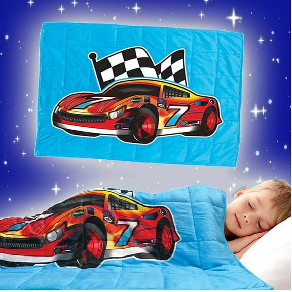 Bell Howell Kids 7lb Weighted Blanket, Soft and Breathable Cooling Blanket for Kids, Weighted Blanket Kids Great for Calming and Sleeping, Race Car Design, Holiday Gifts for Kids, 36x48 inches